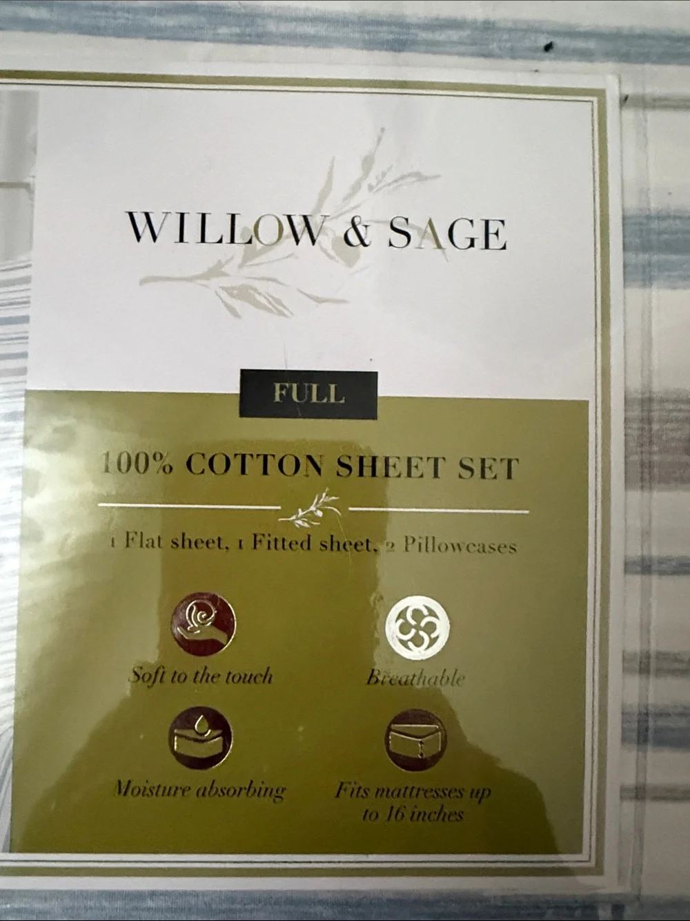 Full Cotton Sheet Set - Blue Stripe